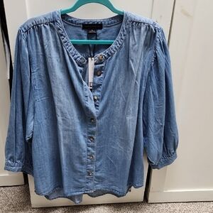 Sanctuary Blue Relaxed Ruffled Blouse